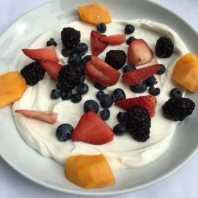 Gluten-free yogurt bowl with fruit from 208 Rodeo